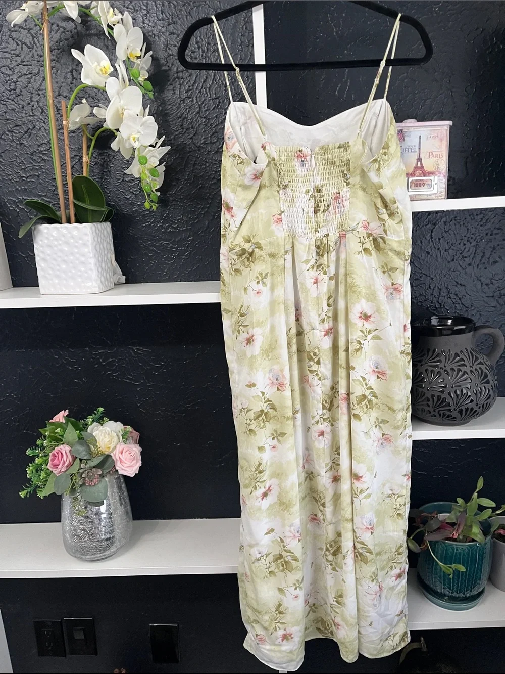 Abercrombie & Fitch Floral Maxi Slip Dress in Sage Green and Pink L